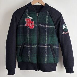 Pearly Gates Varsity Bomber Jacket (Sz Small) Plaid Wool Down Golf Full Zip